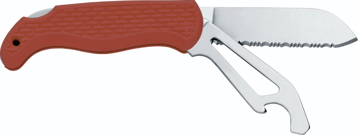 Knife & Shackle Key Opener Locking Serrated Red
