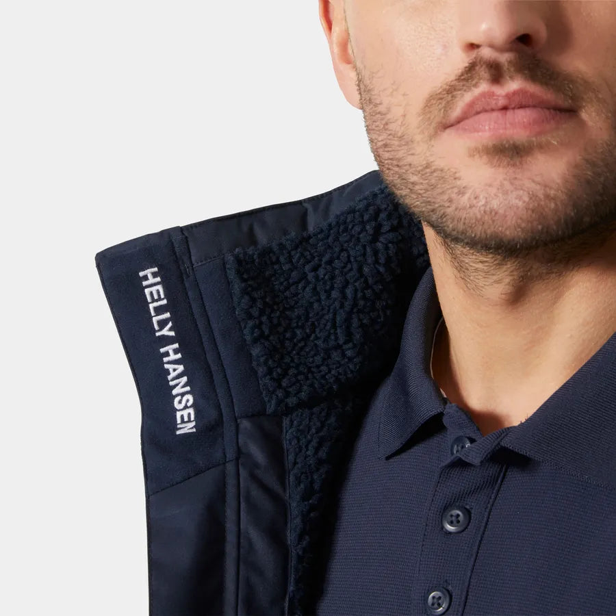 Helly Crew Hooded Pile Jacket Dark Blue