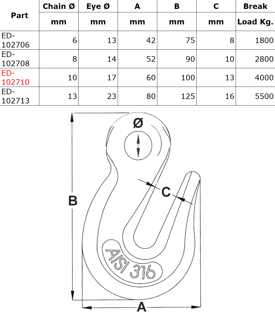Chain Hook Stainless Steel