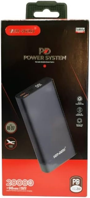 Ven-Dens High Quality Polymer Portable Power Bank - 20000mAh