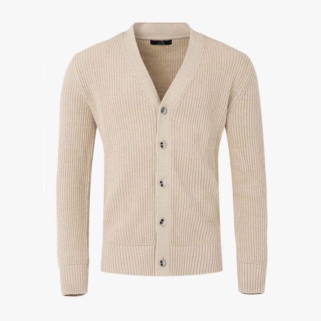Mons Knitted Cardigan, Lt Beige melange