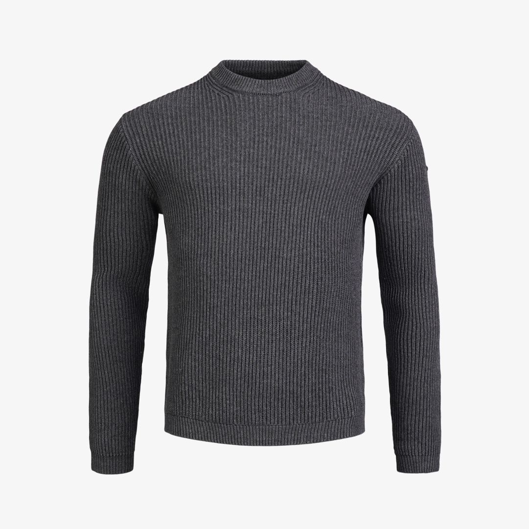 Mons Roundneck LS, Dk Grey Melange
