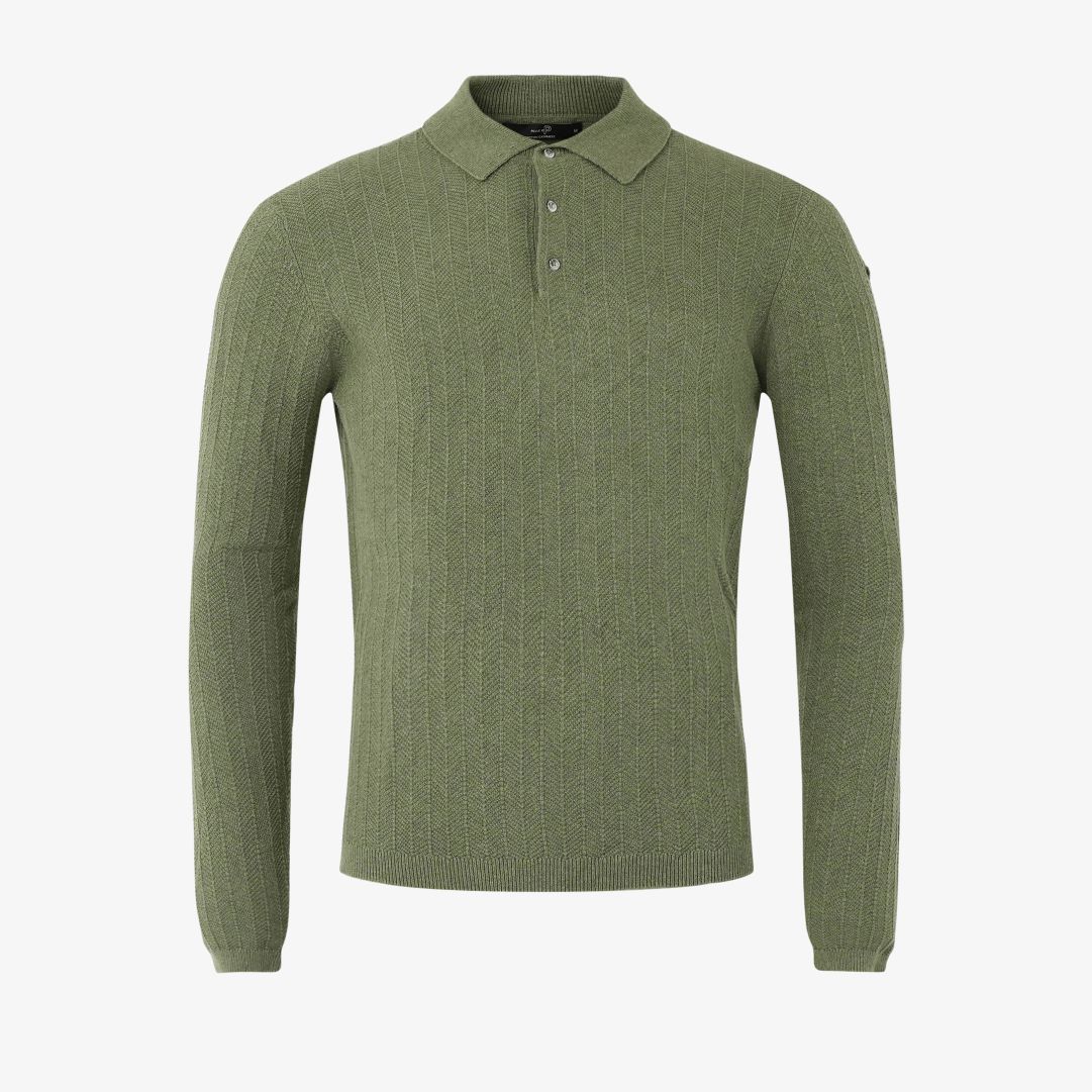 Tiller Herringbone Polo, Kombu Green Mélange