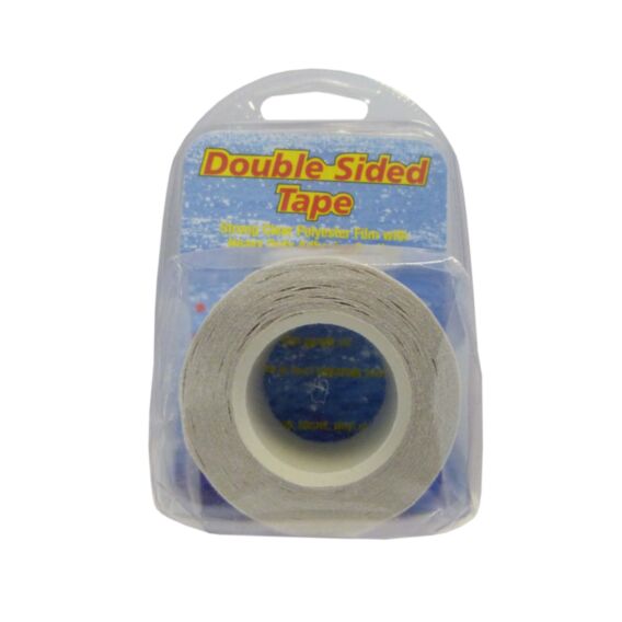 Roll of double-sided tape in packaging with 'Double-Sided Tape' text on a white background