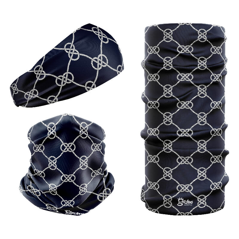 Giraffe Snood Multifunctional Headwear - Navy Knots