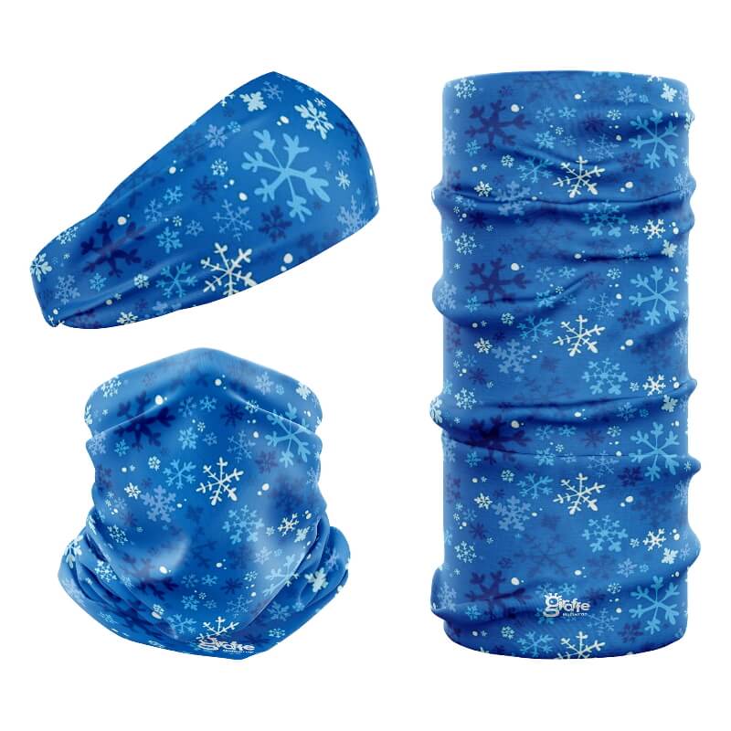 Giraffe Snood Multifunctional Headwear - Blue Snowflake