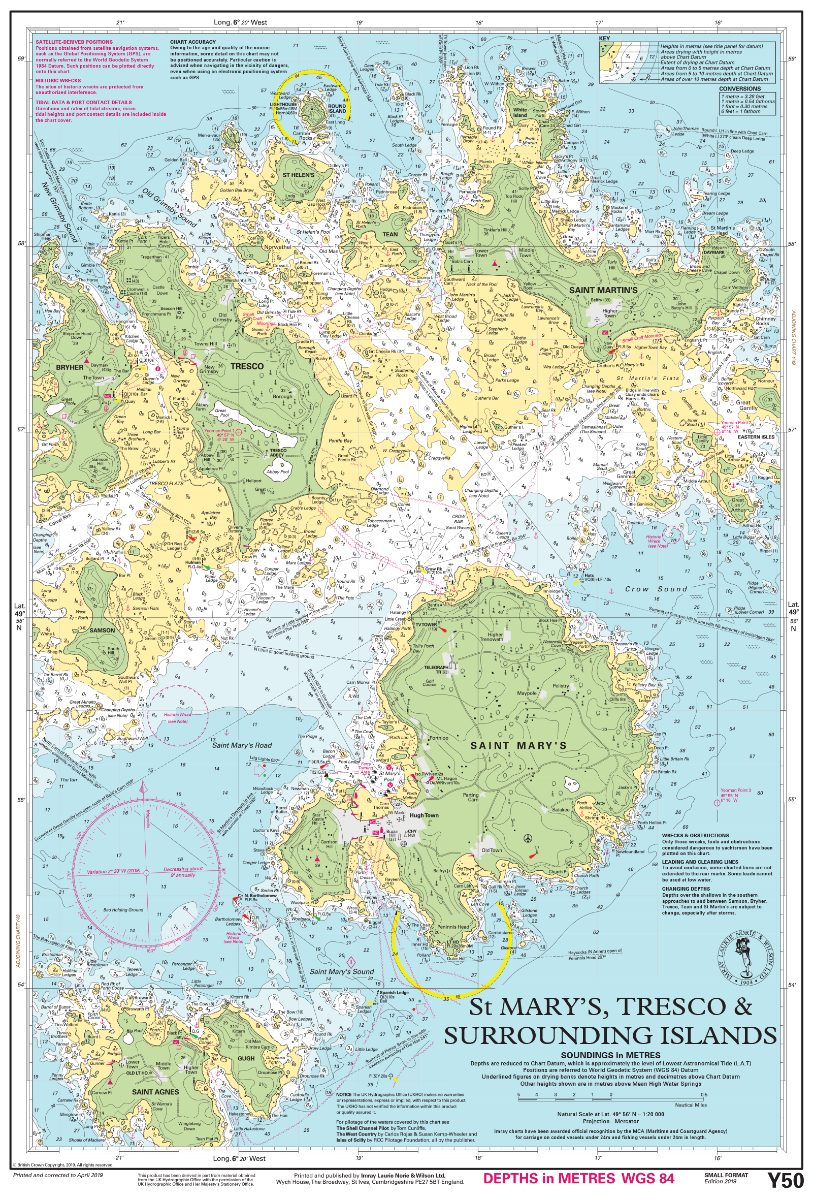 Imray Chart Y50 St Mary's Tresco and Surrounding Islands