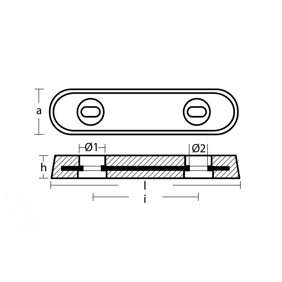 Tecnoseal Bolt On Hull Anode 247mm Long 2.3kg 00221