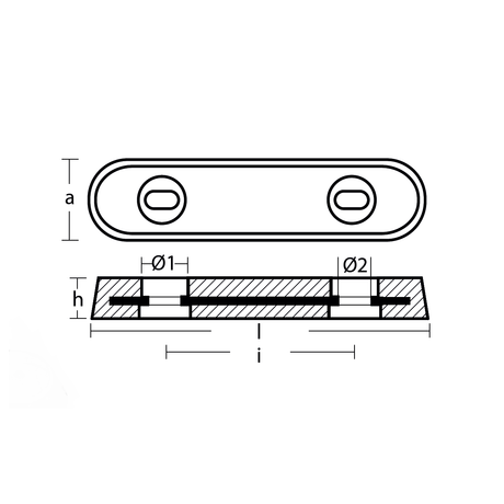 Tecnoseal Bolt On Hull Anode 247mm Long 2.3kg 00221