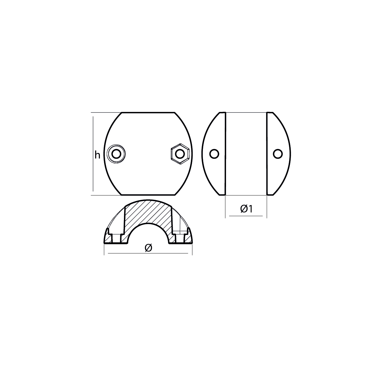 Tecnoseal Egg Shaped Shaft Anode 50mm - Aluminium
