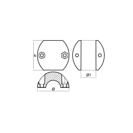 Tecnoseal Egg Shaped Shaft Anode 50mm - Aluminium