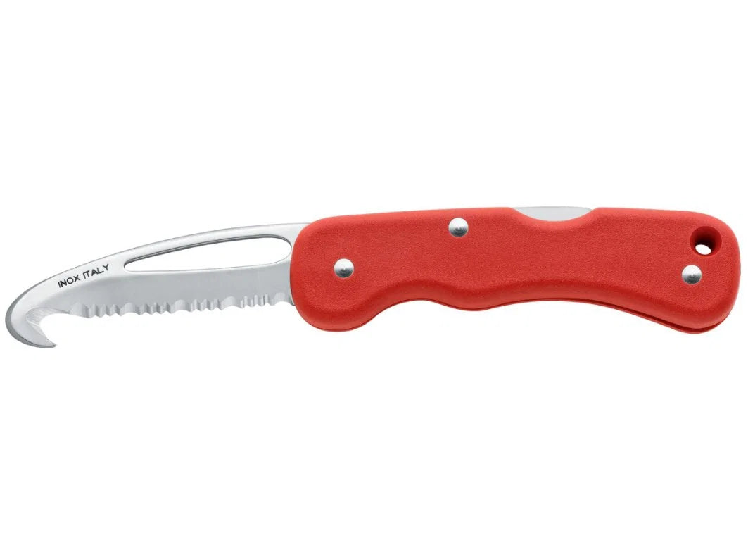 Locking Rescue Knife with Hook Cutter Red