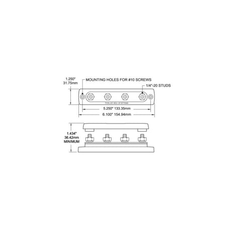 Blue Sea Common Bus Bar 150A 4 Stud with Cover