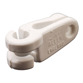 A white plastic Allen England clamp or connector piece, shown on a clean white background.