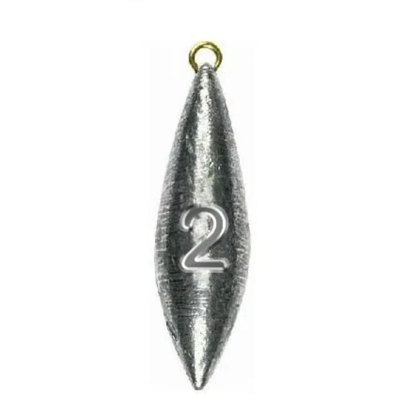 Fishing weight with number 2 on a white background