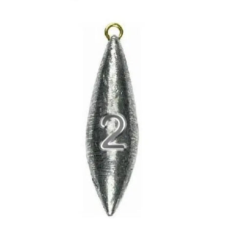 Fishing weight with number 2 on a white background