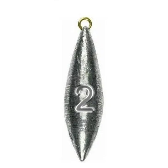 Fishing weight with number 2 on a white background