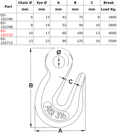 Chain Hook Stainless Steel