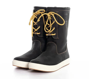 Boat Boot Black High-cut Leather with Lace 100105