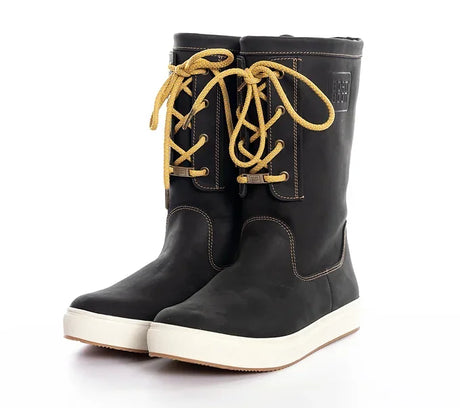 Boat Boot Black High-cut Leather with Lace 100105