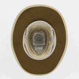 Close-up of a brown fishing hat with Airflo branding on a white background
