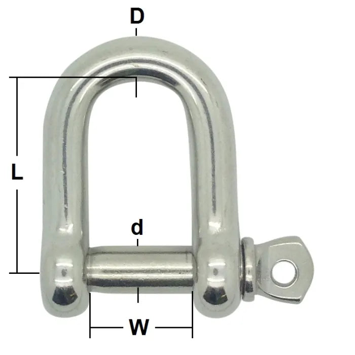 D Shackle Comm Stainless Steel