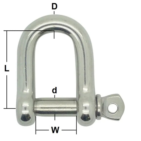 D Shackle Comm Stainless Steel
