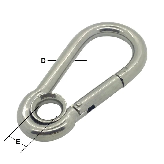 Carbine Hook with Eyelet Stainless Steel