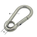 Carbine Hook with Eyelet Stainless Steel