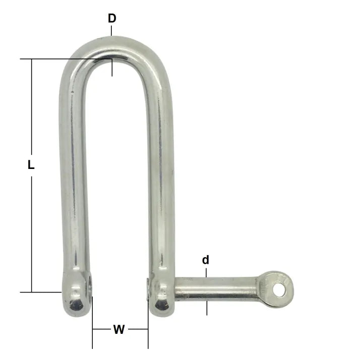 Captive Pin Long D Shackle Stainless Steel