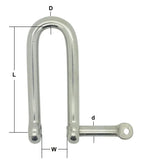 Captive Pin Long D Shackle Stainless Steel
