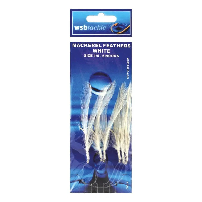 WSB Mackerel Feathers 6 Hook White