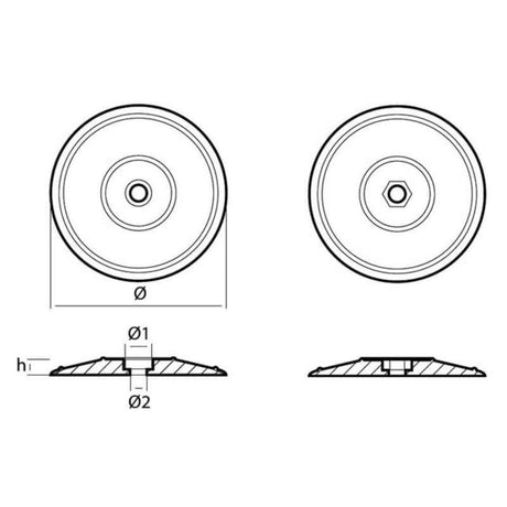 Tecnoseal 70mm Rudder Disc Anode (Pair) with fixings