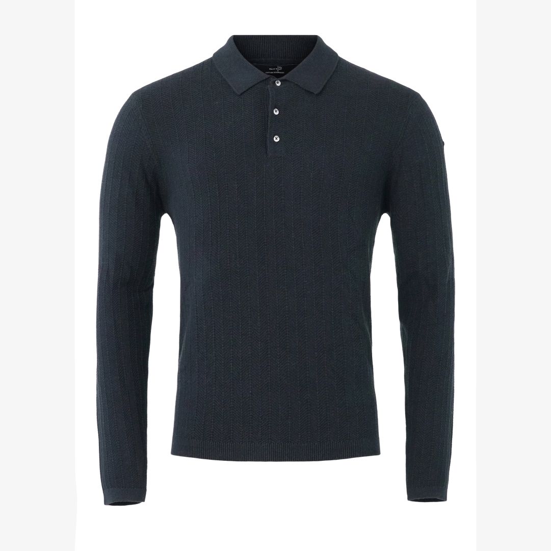 Tiller Herringbone Polo, Dk Navy Blue