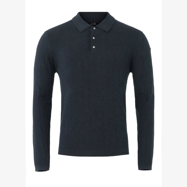 Tiller Herringbone Polo, Dk Navy Blue