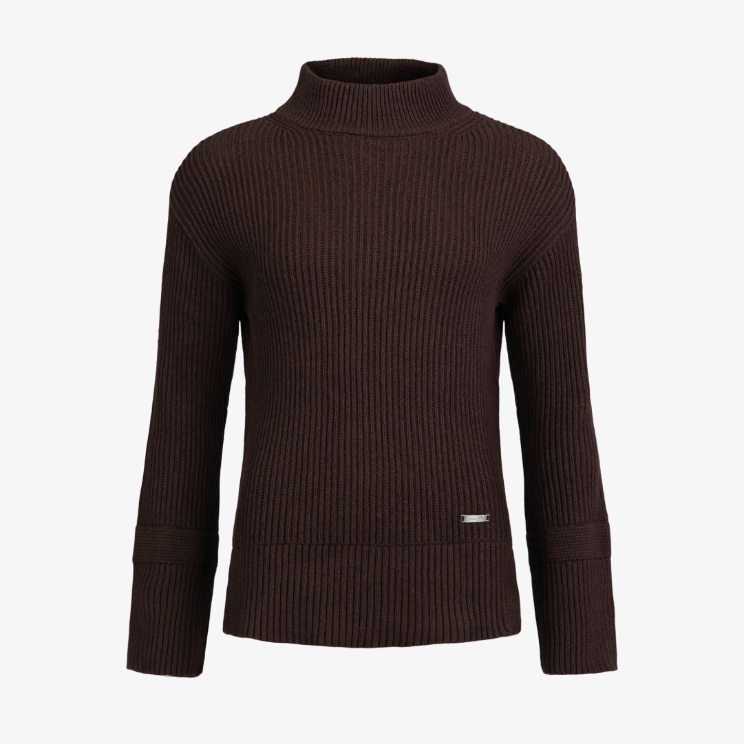 W Mons Funnel Neck, Carob Brown Mélange