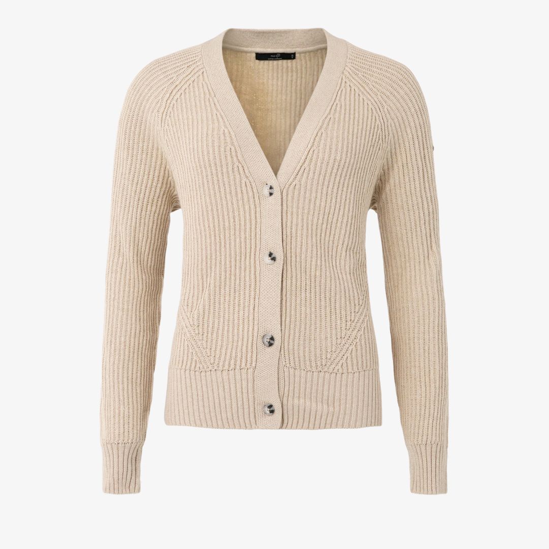 W Mons Knitted Cardigan, Lt Beige melange