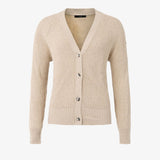 W Mons Knitted Cardigan, Lt Beige melange