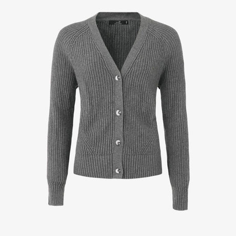 W Mons Knitted Cardigan, Dk Grey Melange