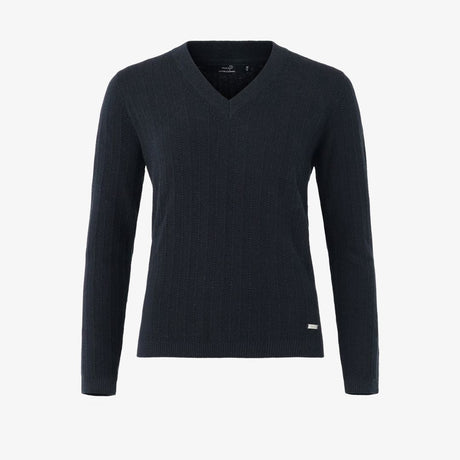 W Tiller Herringbone V-neck, Dk Navy Blue