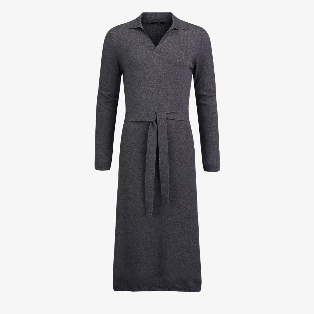 W Tiller Polo dress, Dk Grey Melange