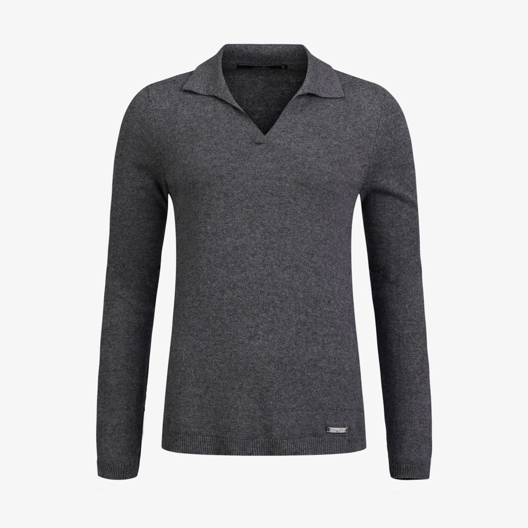 W Tiller Polo, Dk Grey Melange