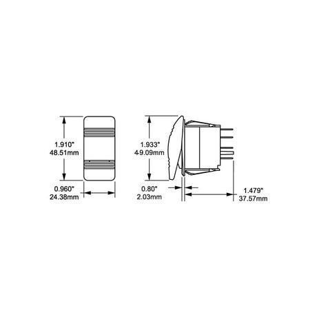 Blue Sea Systems Switch Contura SPD On-Off-On Black