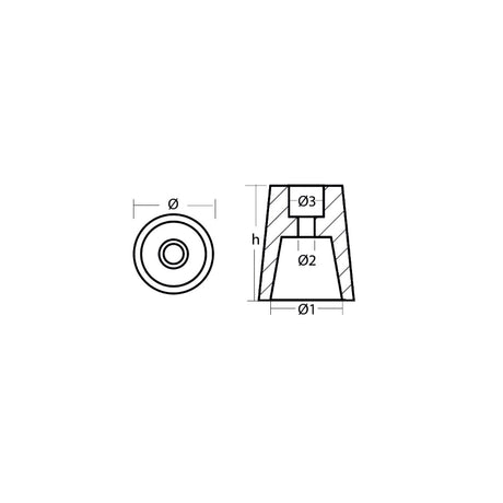 Tecnoseal Conical Propeller Nut Anode (Beneteau / Radice) 50mm - 00405