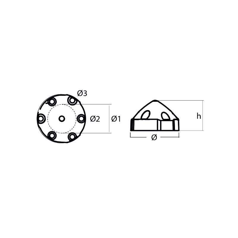 Tecnoseal Max Prop 6 Hole Multifit Propeller Nut Anode Zinc 63mm - 00480/6