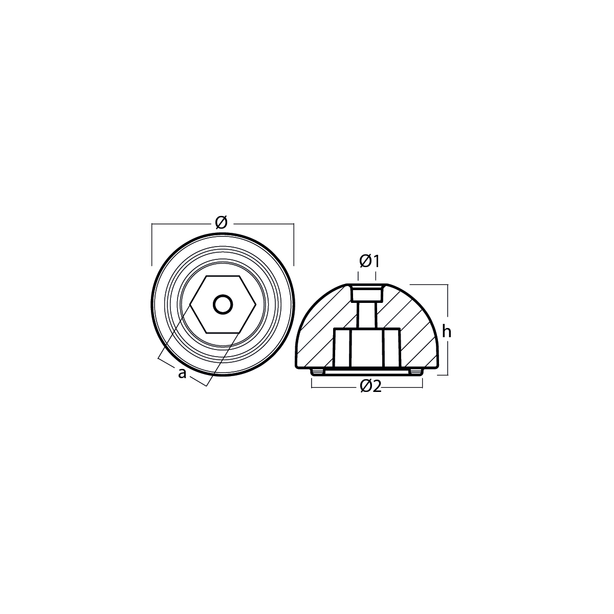 Tecnoseal Quick Bow Thruster Anode  TQ18500 50D x 32Hmm Zinc
