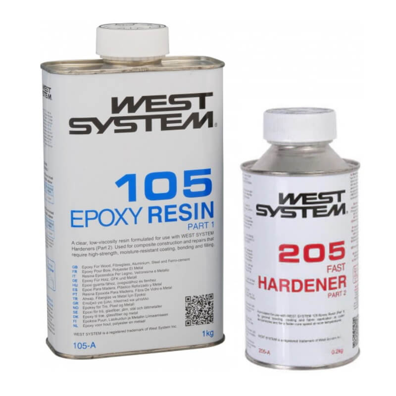 O2n System Epoxy West System Epoxy Resin 105 & 205 Fast Hardener | YouBoat Marine