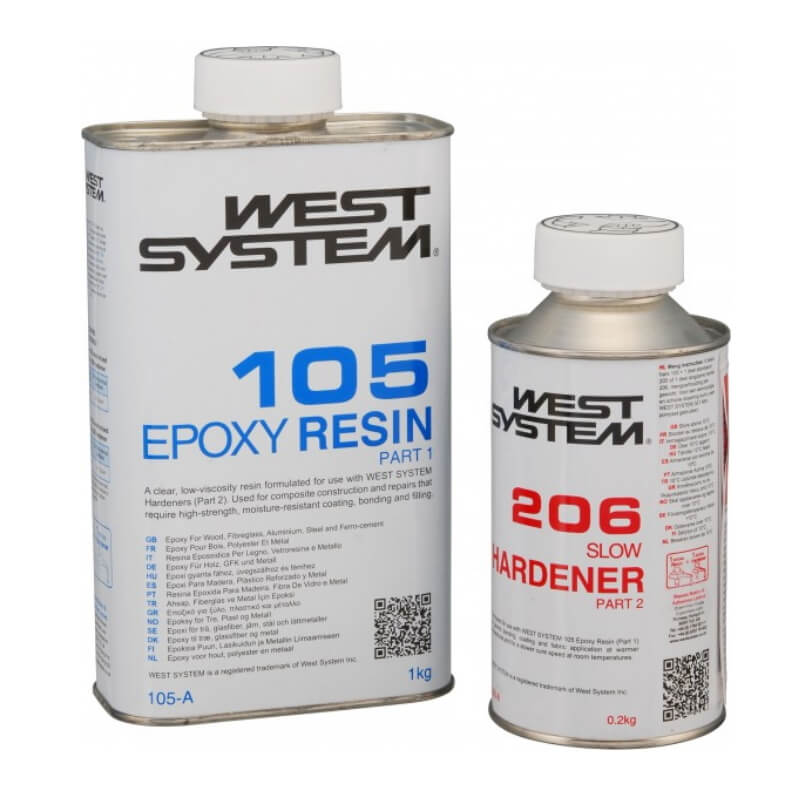 West System A Pack 105 Epoxy Resin 206 Slow Hardener 1.2kg